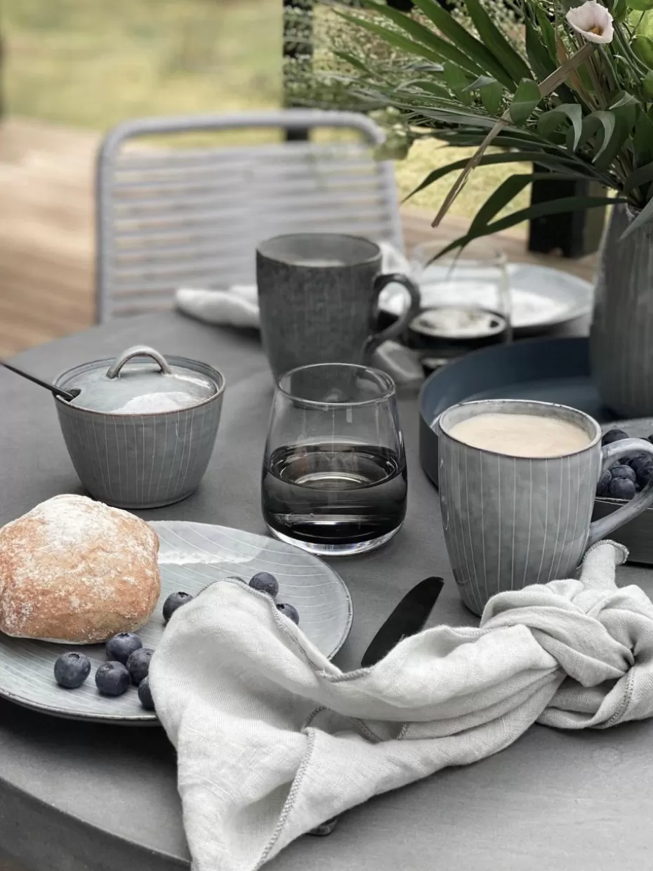 Geschirr-Sets | Geschirrserien-Broste Copenhagen Handgemachtes Frühstücks-Set Nordic Sea, 4 Personen (12-tlg.) Graublau, gesprenkelt