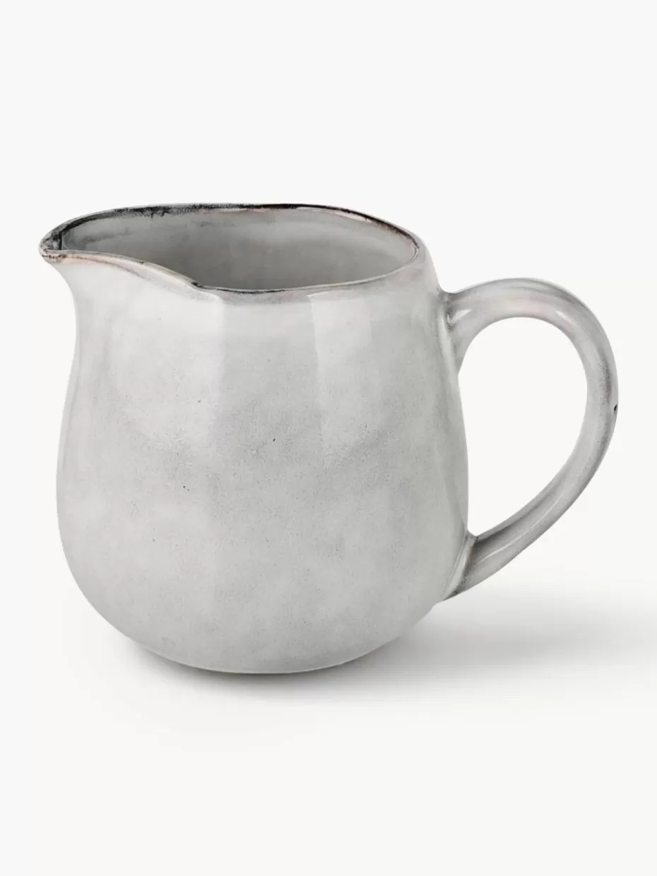 Kannen & Karaffen | Geschirrserien-Broste Copenhagen Handgemachtes Milchkännchen Nordic Sand, 300 ml Hellgrau, gesprenkelt