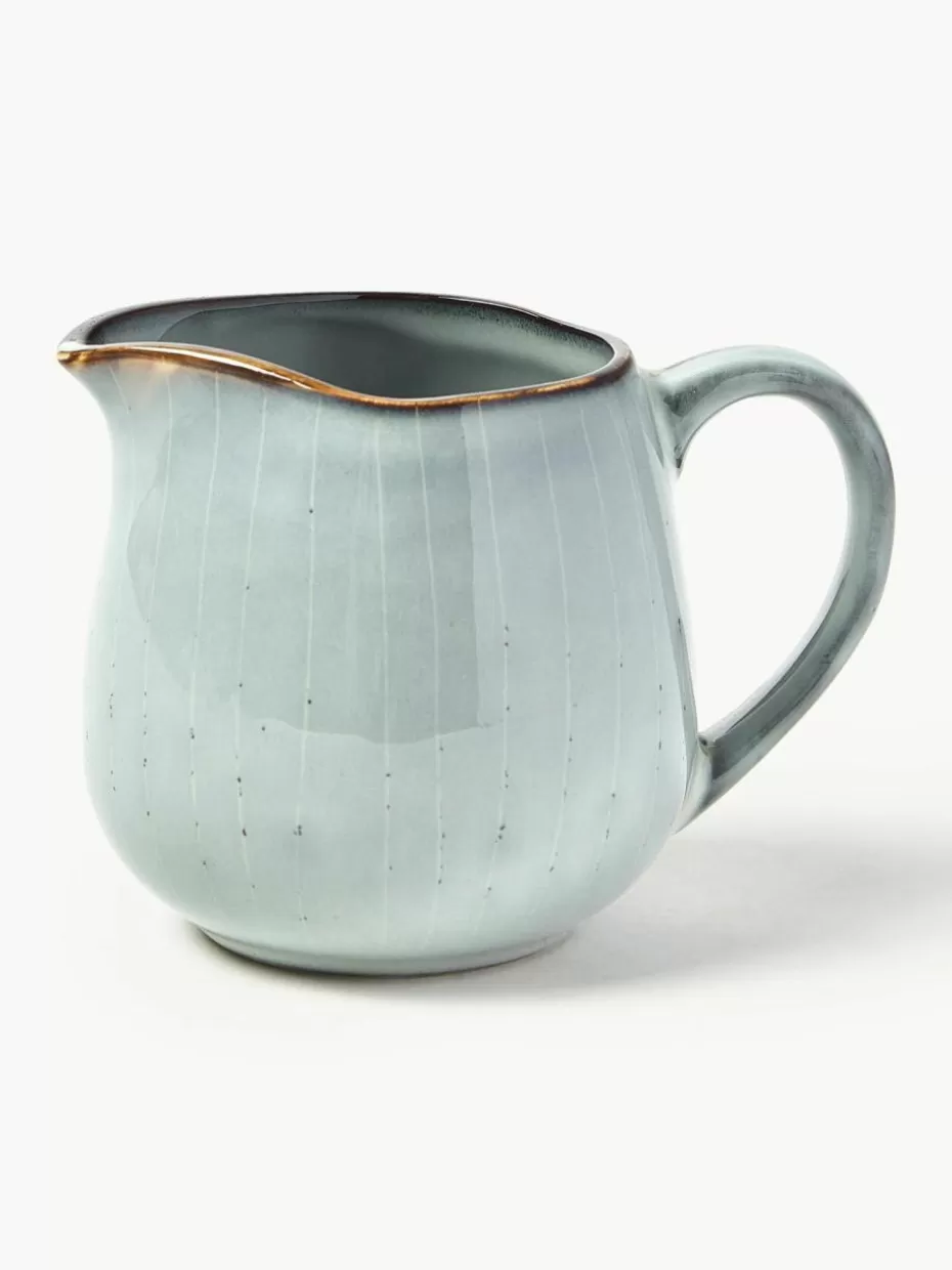 Kannen & Karaffen | Geschirrserien-Broste Copenhagen Handgemachtes Milchkännchen Nordic Sea, 300 ml Graublau, gesprenkelt