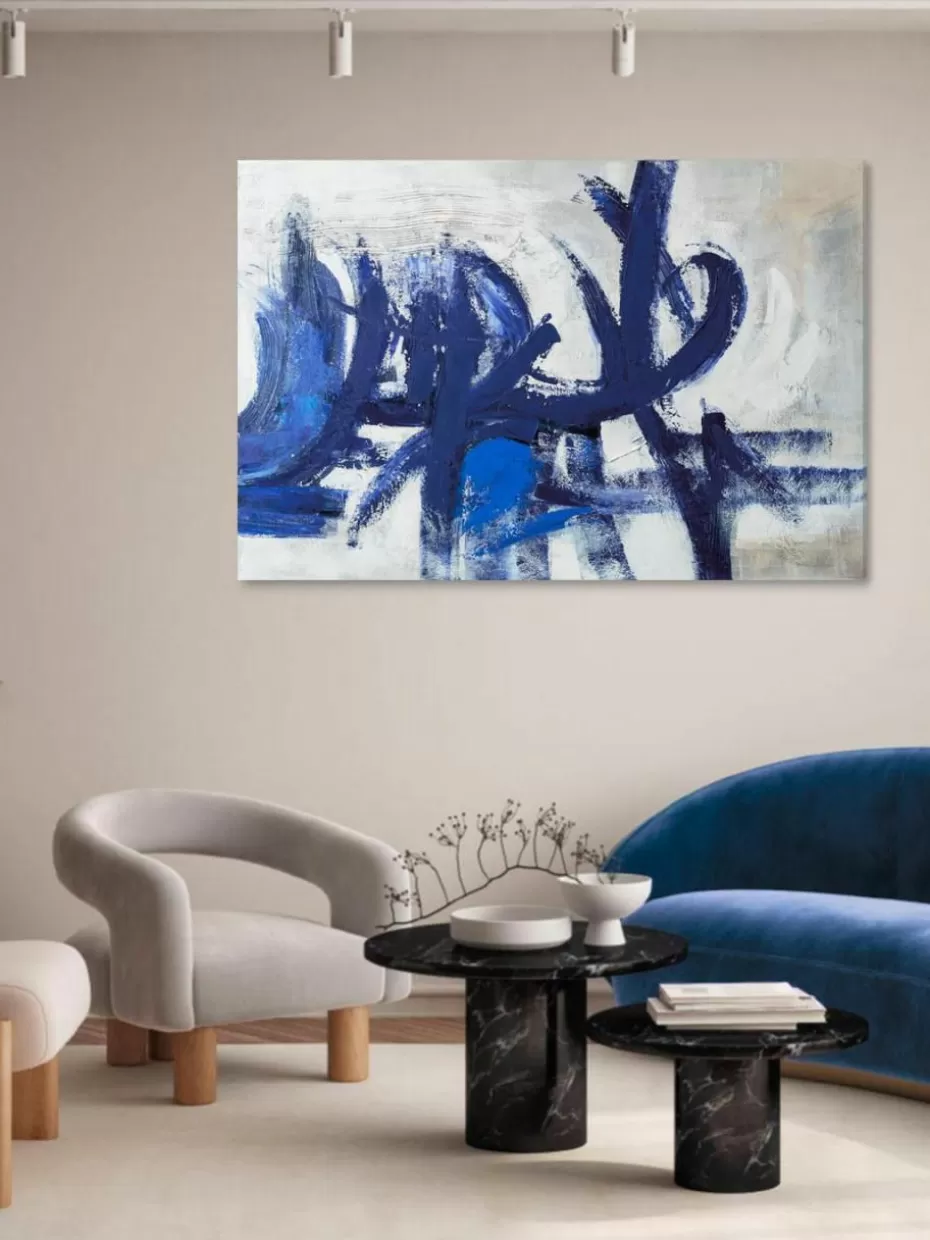 Leinwandbilder-Agave Handgemaltes Leinwandbild Blue Stroke