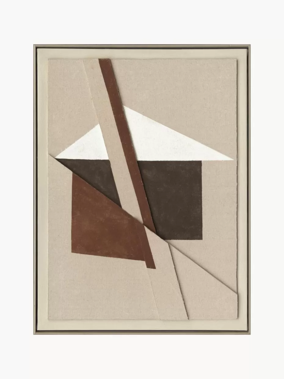 Leinwandbilder-Agave Handgemaltes Leinwandbild Brown Shapes mit Rahmen