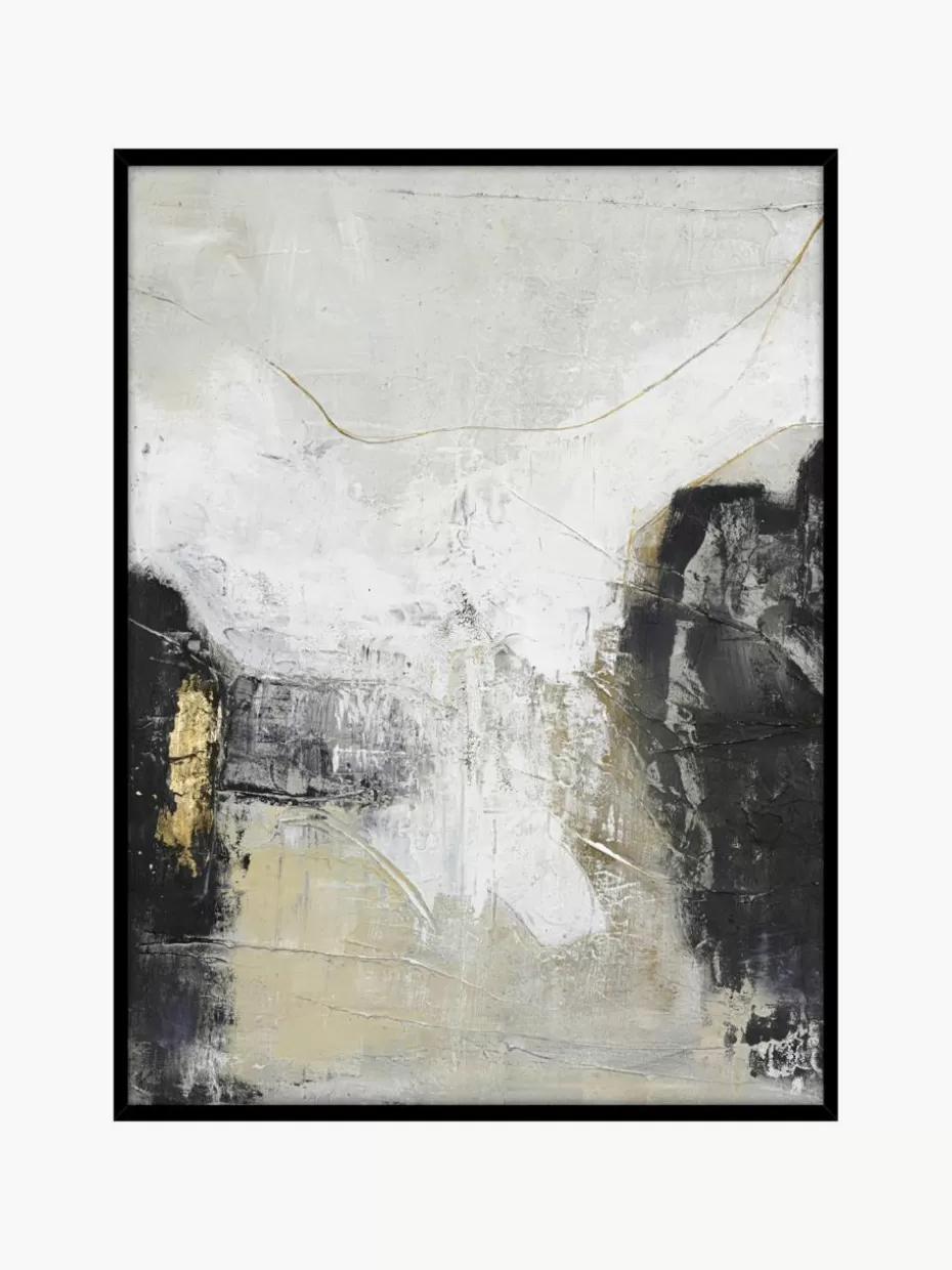 Leinwandbilder-Malerifabrikken Handgemaltes Leinwandbild White Noir mit Holzrahmen