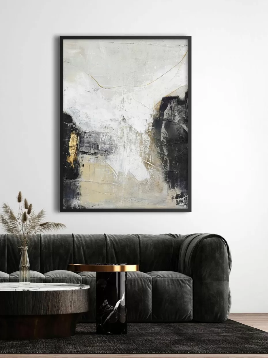 Leinwandbilder-Malerifabrikken Handgemaltes Leinwandbild White Noir mit Holzrahmen