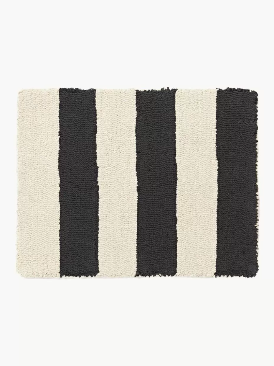 Tischsets | Tischsets-Jotex Handgetuftete Tischsets Kio Stripe, 4 Stück Schwarz, Cremeweiß