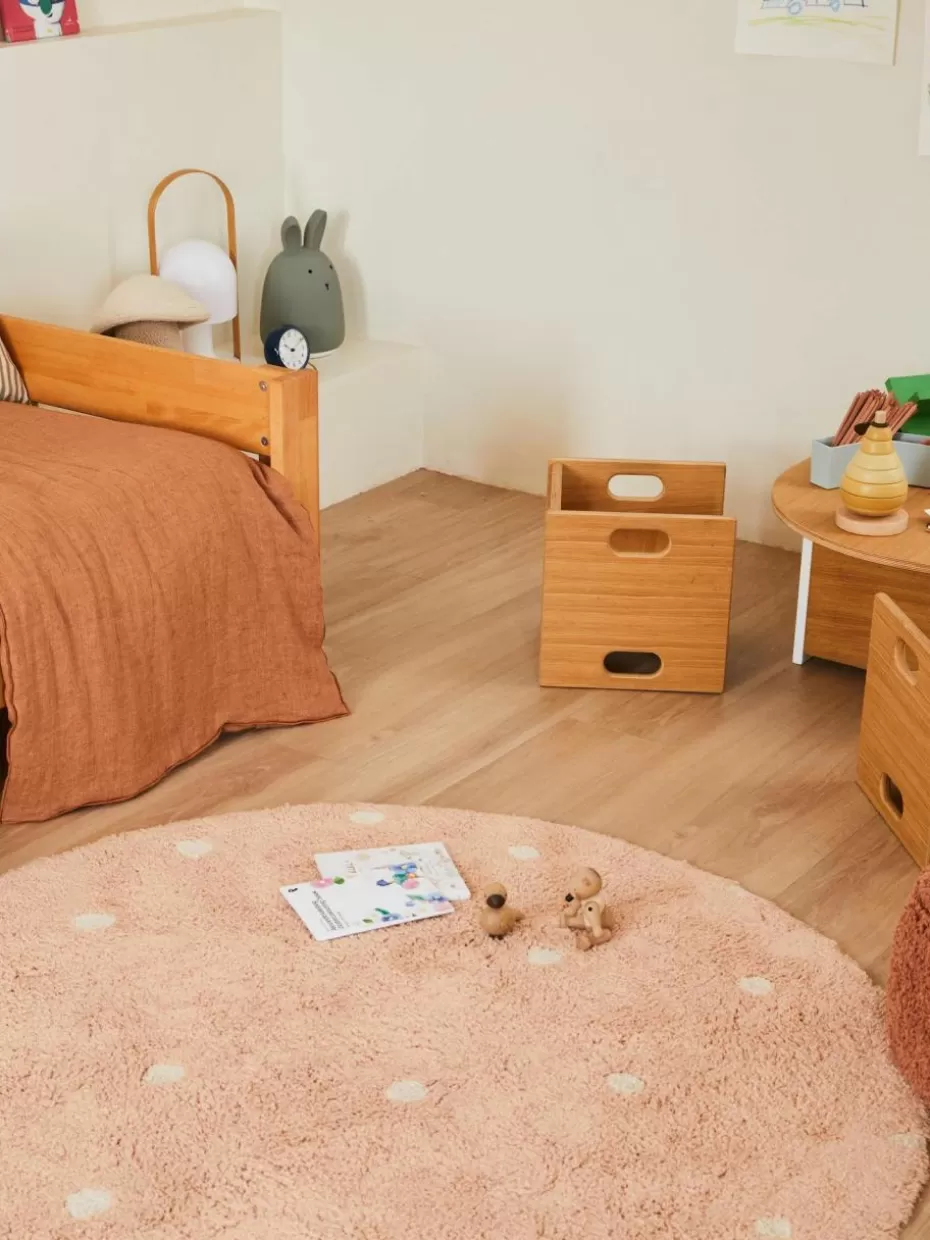 Teppiche-Lorena Canals Handgetufteter runder Kinderteppich Dot mit Hoch-Tief-Effekt, waschbar Altrosa, Hellbeige