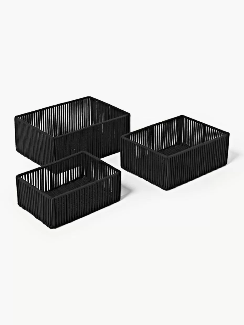 Boxen | Körbe-Westwing Collection Handgewebte Aufbewahrungskörbe Gabe aus Seil, 3er-Set Schwarz