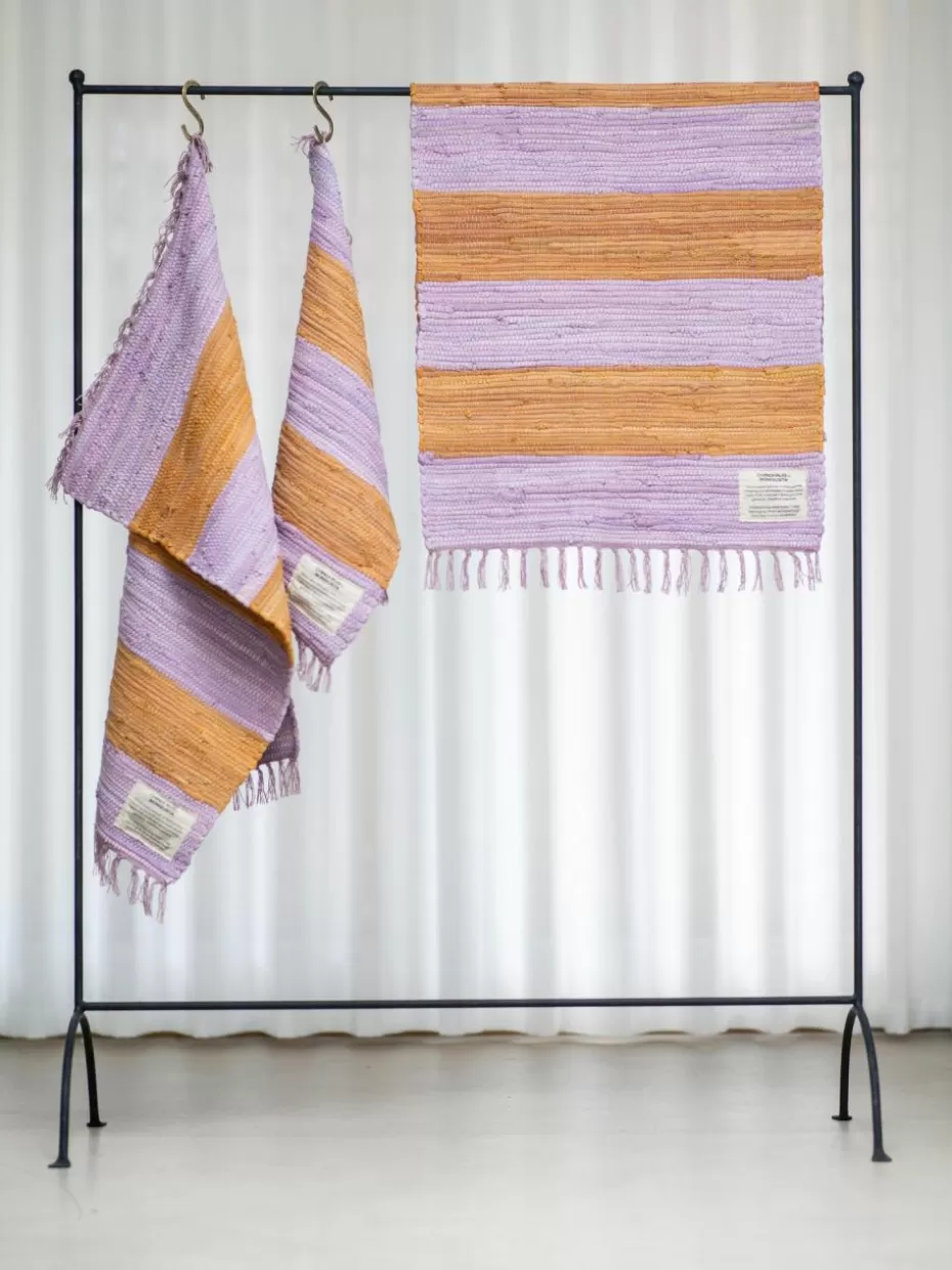 Fußmatten-Bongusta Handgewebte Baumwollfußmatte Chindi Lavendel, Orange