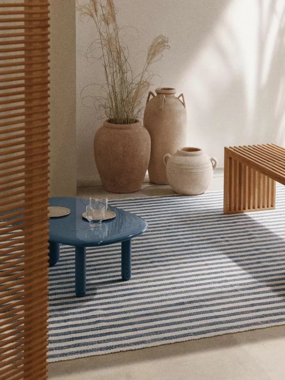 Outdoor Teppiche | Rechteckige Teppiche-Westwing Collection Handgewebter In- & Outdoor-Teppich Lyla Weiß, Dunkelblau