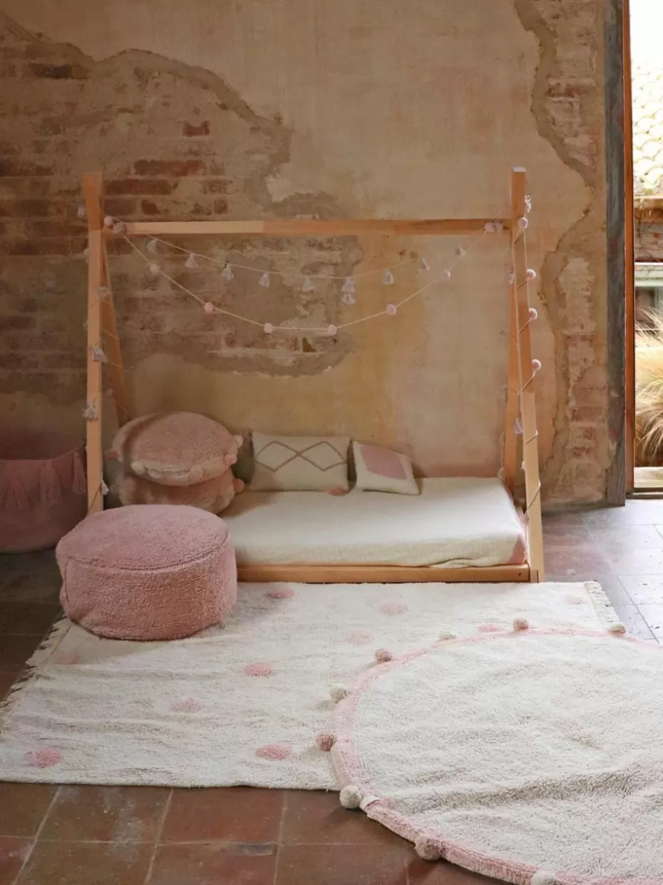 Teppiche-Lorena Canals Handgewebter Kinderteppich Hippy Dots, waschbar Hellbeige, Altrosa