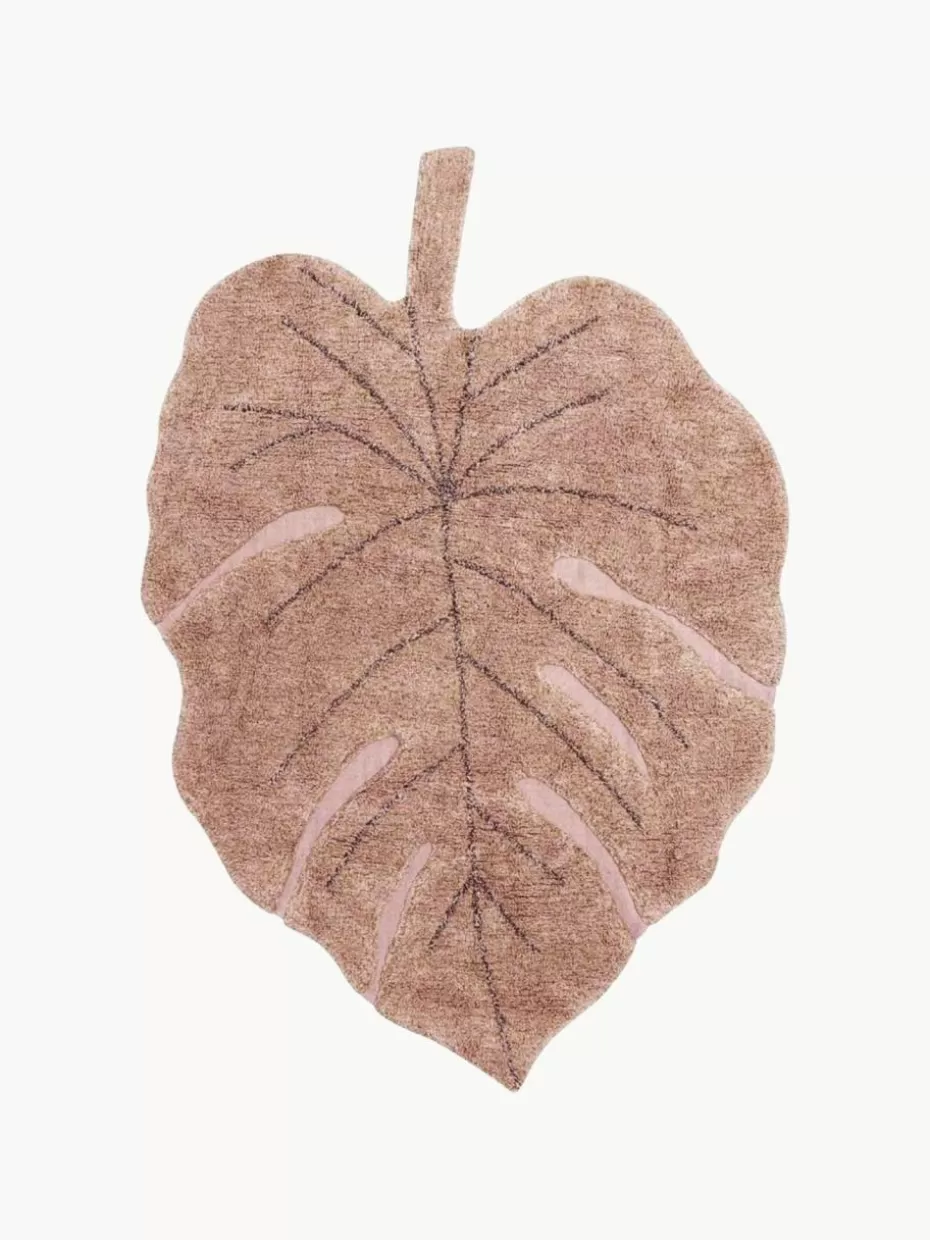 Teppiche-Lorena Canals Handgewebter Kinderteppich Monstera mit Hoch-Tief-Effekt, waschbar Mauve
