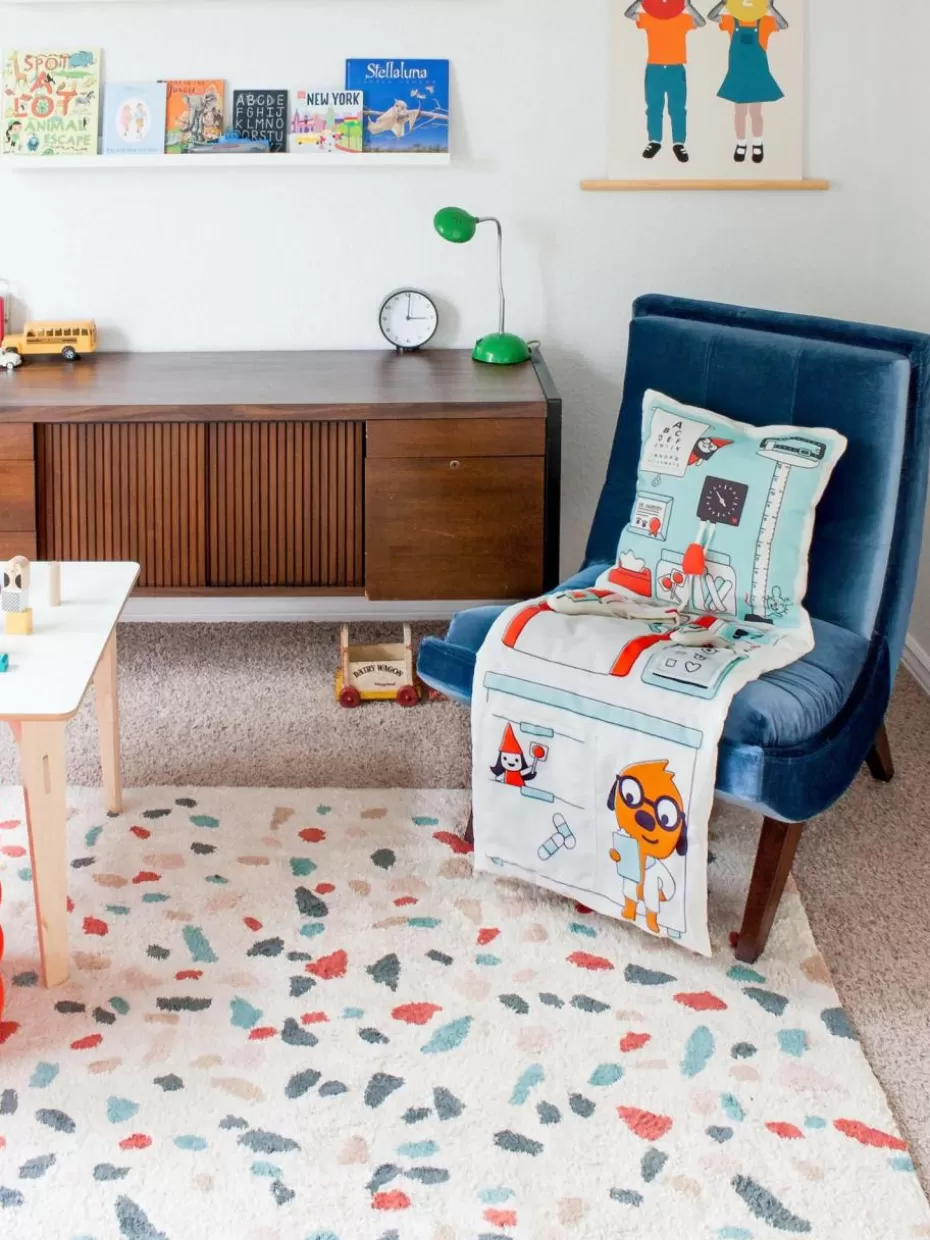Teppiche-Lorena Canals Handgewebter Kinderteppich Terrazzo, waschbar Hellbeige, Bunt
