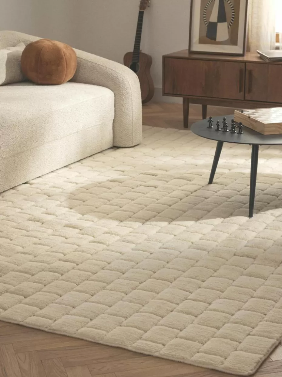 Rechteckige Teppiche-Westwing Collection Handgewebter Wollteppich Adley mit Hoch-Tief-Struktur