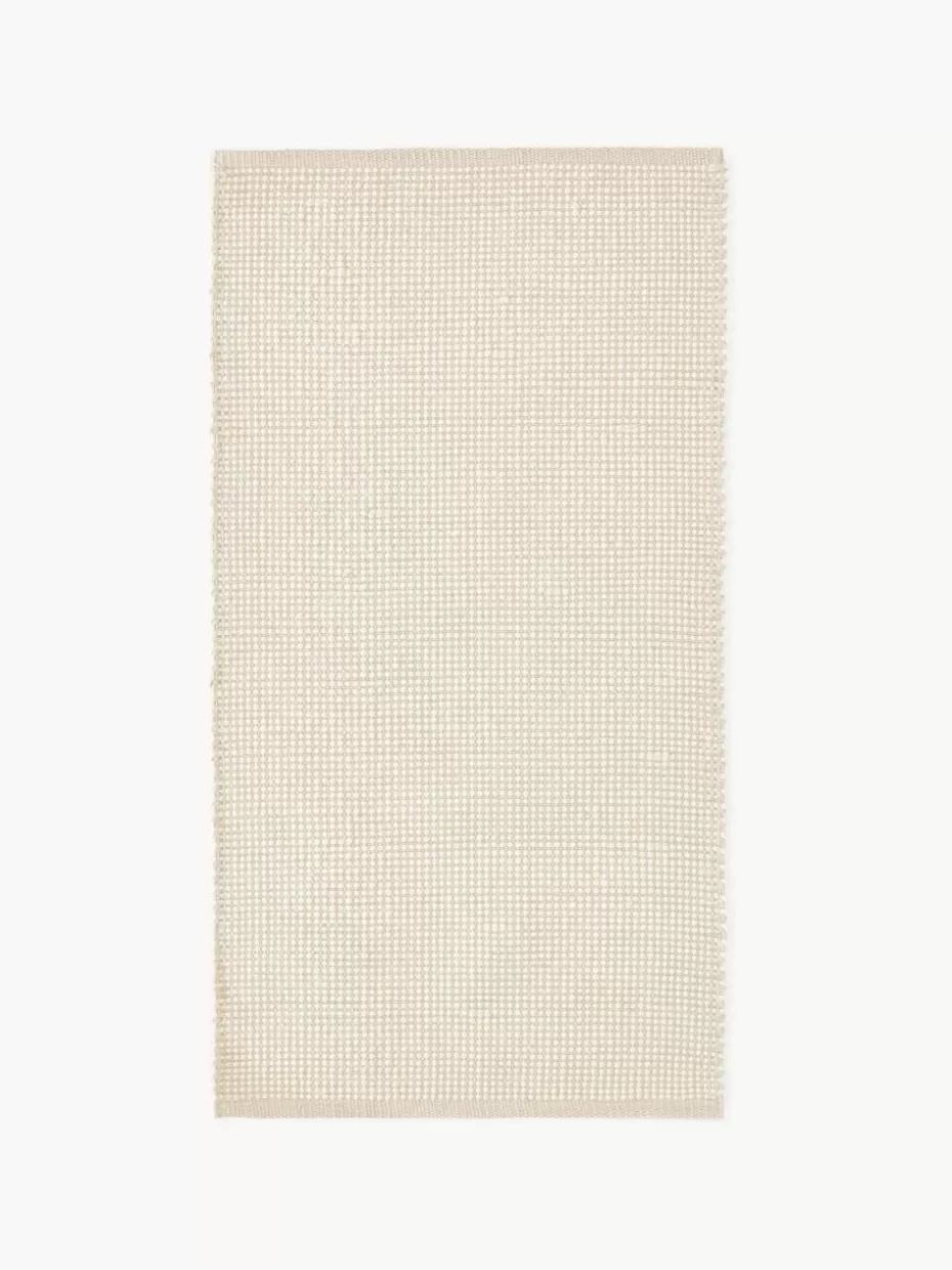 Rechteckige Teppiche-Westwing Collection Handgewebter Wollteppich Amaro Hellbeige, Cremeweiß