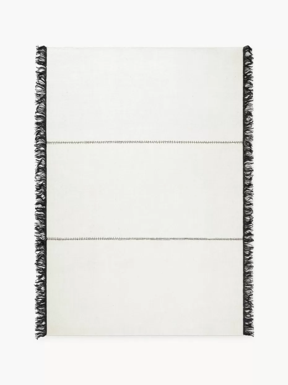 Rechteckige Teppiche-Nordic Knots Handgewebter Wollteppich Stitches mit Fransen
