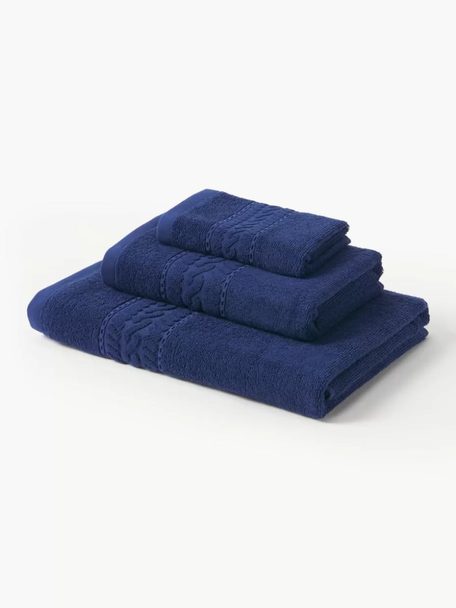 Handtücher-Westwing Collection Handtuch-Set Cordelia, 3er-Set Dunkelblau