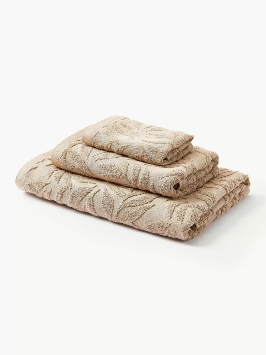 Handtücher-Westwing Collection Handtuch-Set Leaf, in verschiedenen Setgrößen Beige