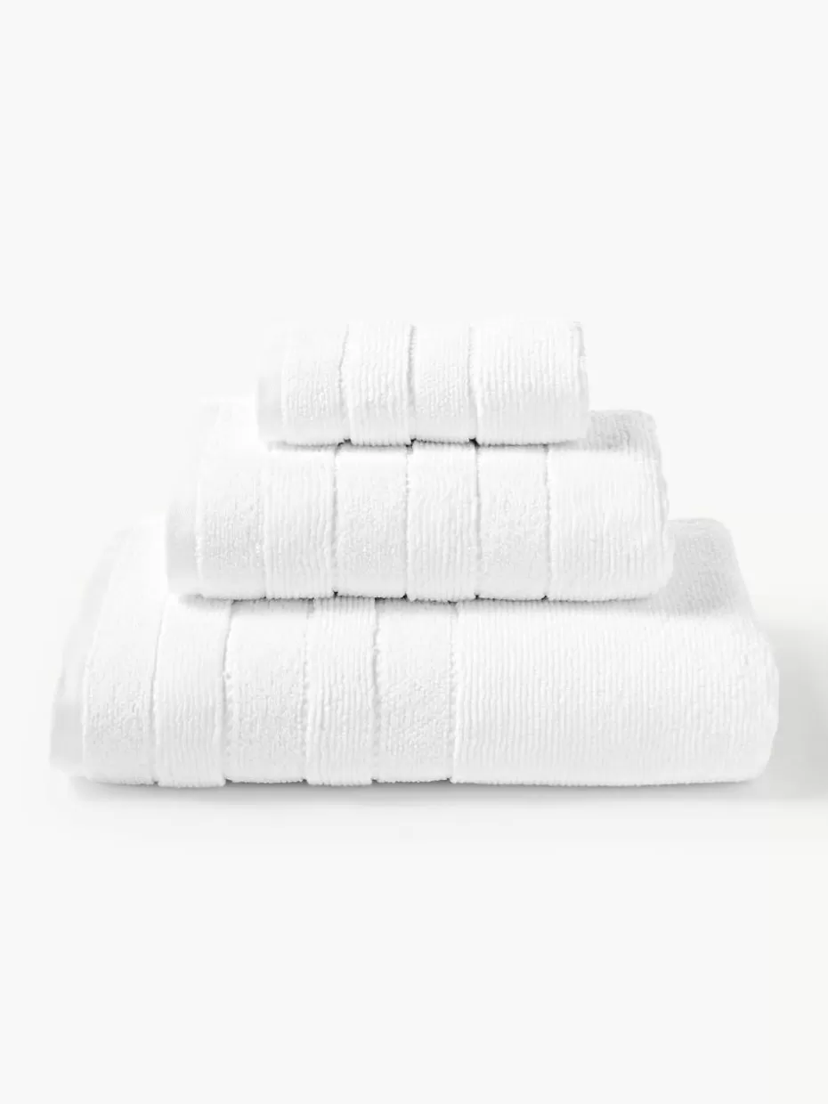 Handtücher-Westwing Collection Handtuch-Set Luxe mit Streifenbordüre, in verschiedenen Setgrößen Weiß