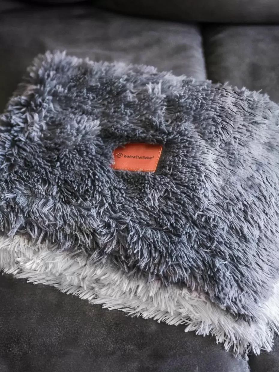 Haustierbedarf-Wahre Tierliebe Haustierdecke Fluffy aus Teddy, in verschiedenen Größen Hellblau