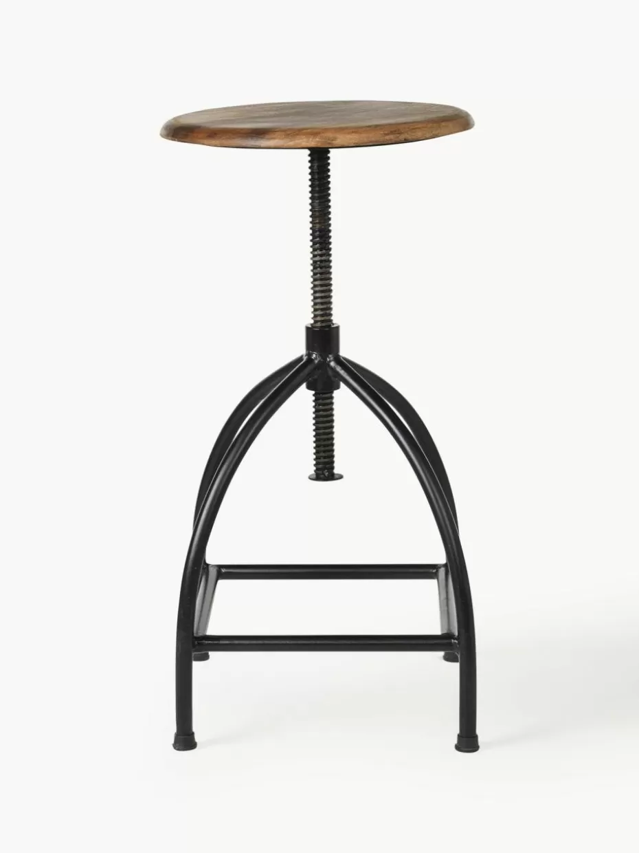 Barhocker | Hocker-Broste Copenhagen Höhenverstellbarer Barhocker Sire Schwarz, Mangoholz lackiert