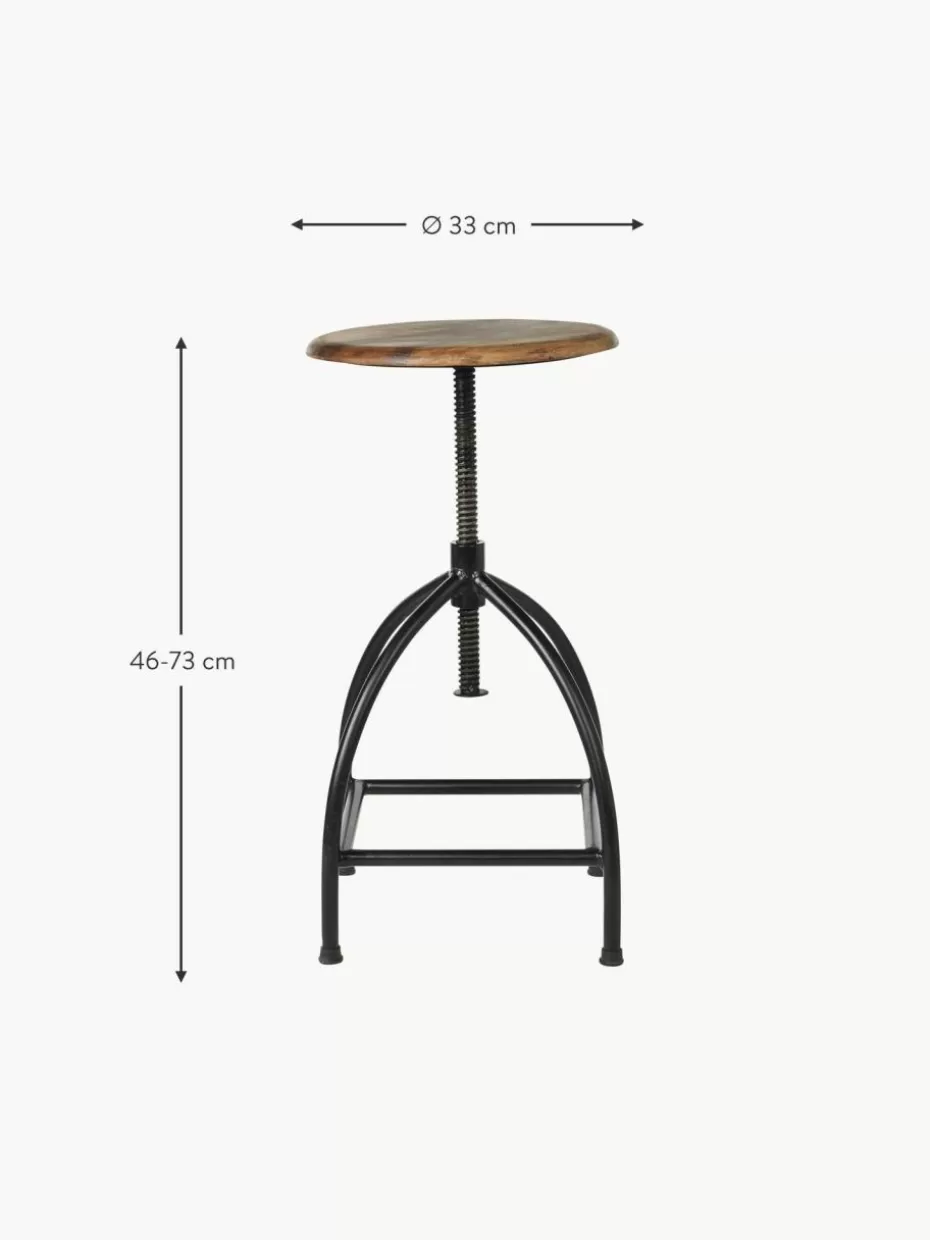 Barhocker | Hocker-Broste Copenhagen Höhenverstellbarer Barhocker Sire Schwarz, Mangoholz lackiert