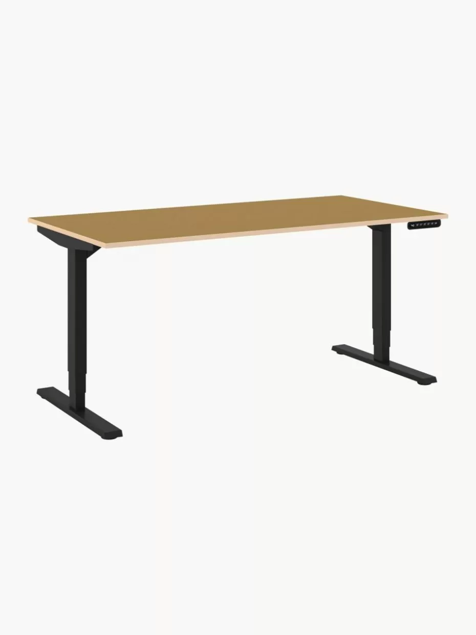 Schreibtische-Assmann Höhenverstellbarer Schreibtisch Y-Line Ocker, Schwarz