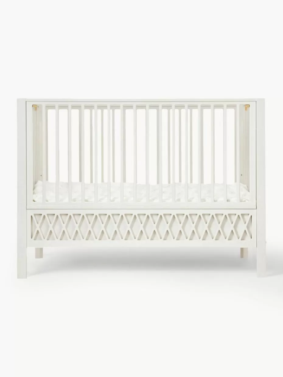 Babybetten-Cam Cam Copenhagen Höhenverstellbares Baby-Bett Harlequin, 60 x 120 cm Birkenholz, Off White lackiert