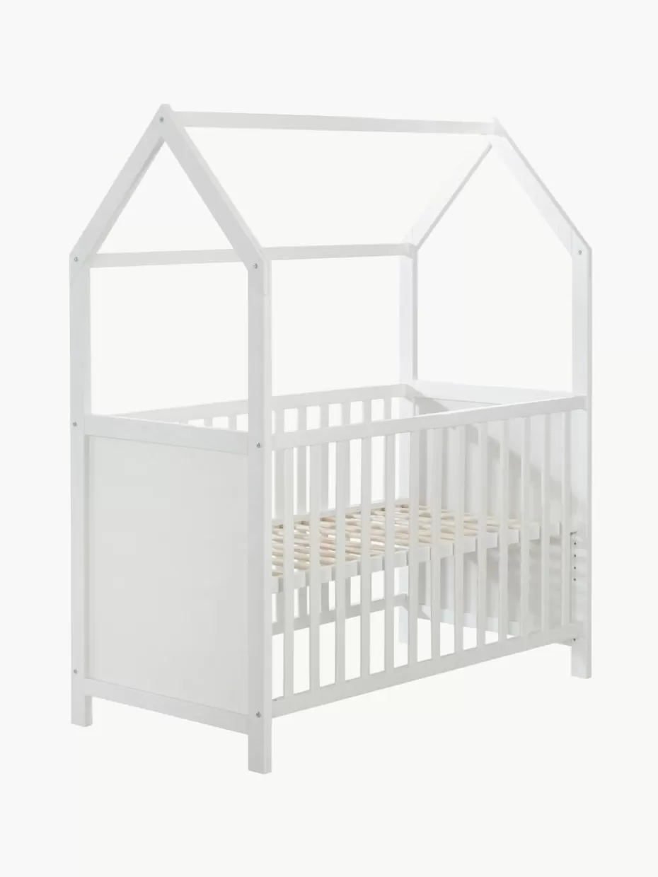 Babybetten-Westwing Höhenverstellbares Kinder-Hausbett Style, in verschiedenen Größen Weiß