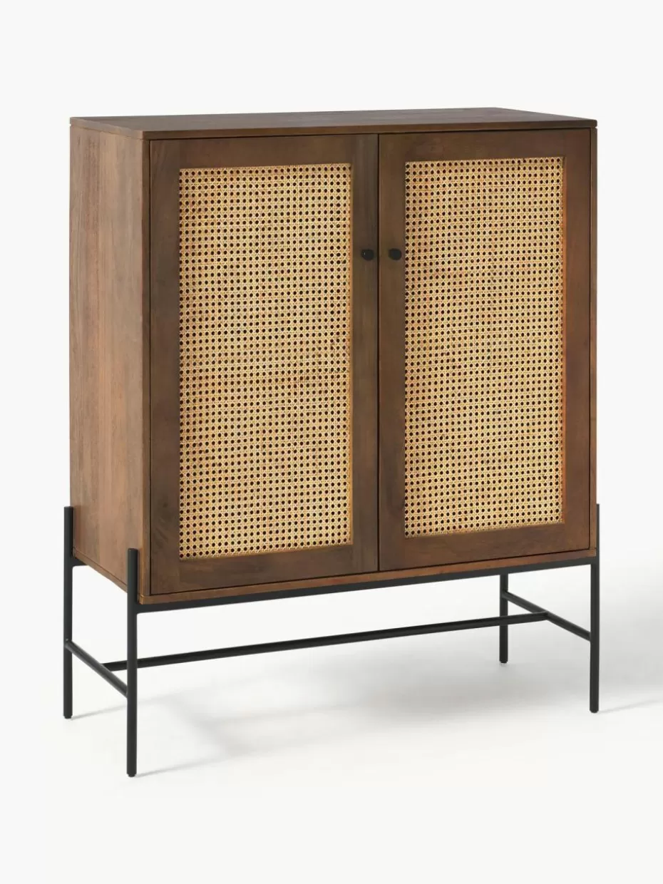 Büroschränke | Kommoden & Sideboards-Westwing Collection Highboard Vienna mit Wiener Geflecht Mangoholz