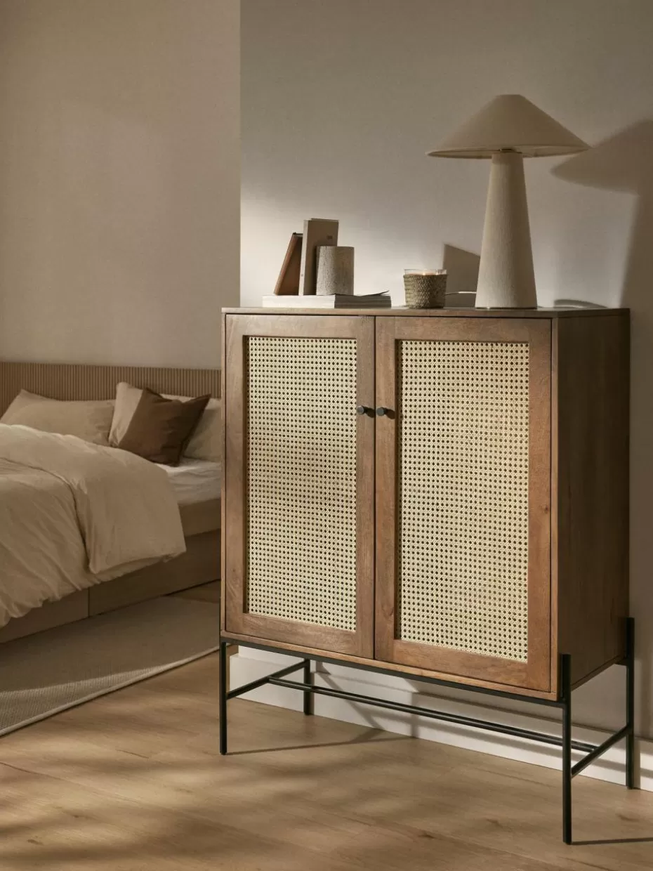 Büroschränke | Kommoden & Sideboards-Westwing Collection Highboard Vienna mit Wiener Geflecht Mangoholz