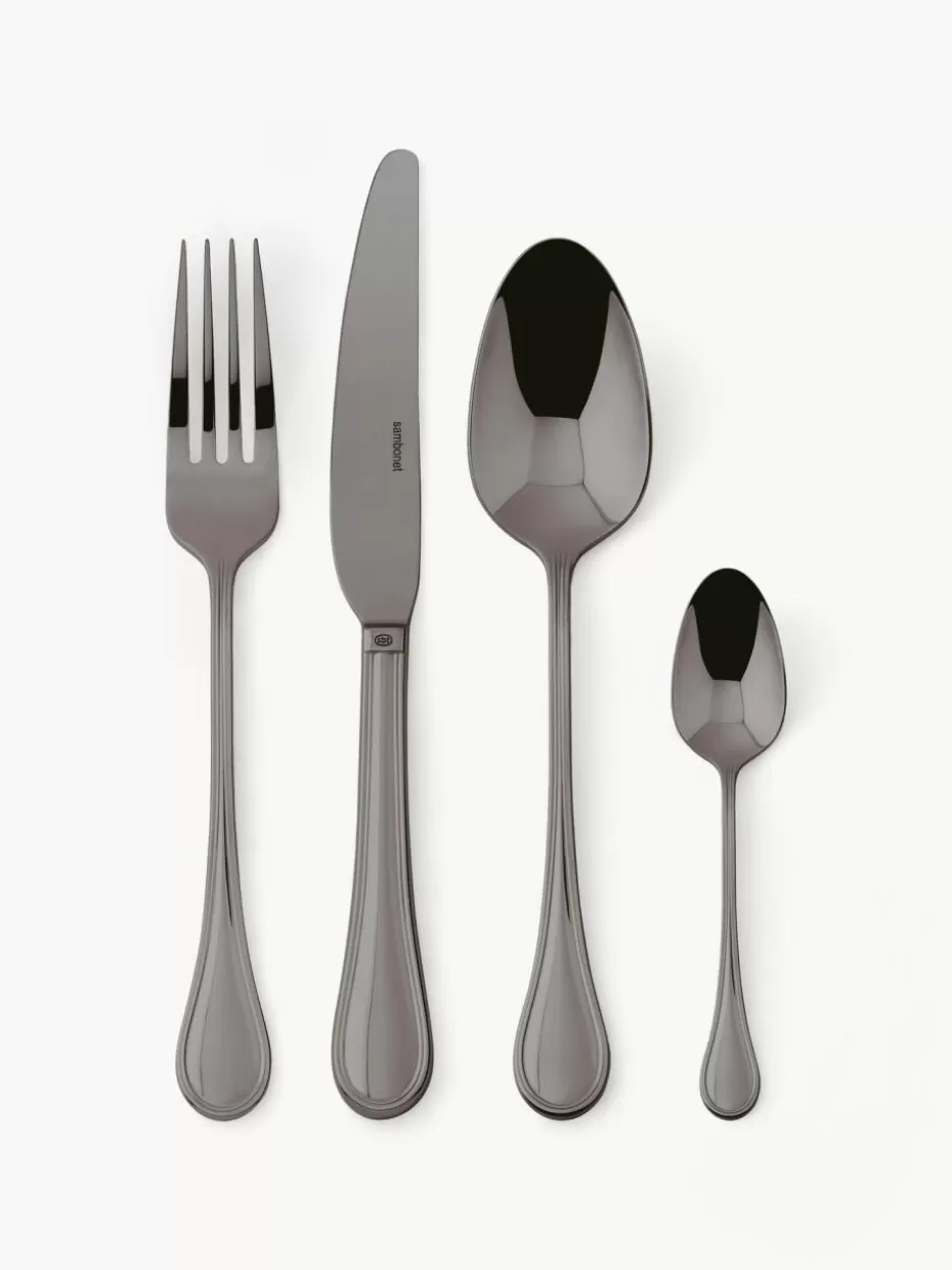 Besteck-Sets-Sambonet Hochglanzpoliertes Besteck-Set Royal, 6 Personen (24-tlg.) Grau, hochglanzpoliert