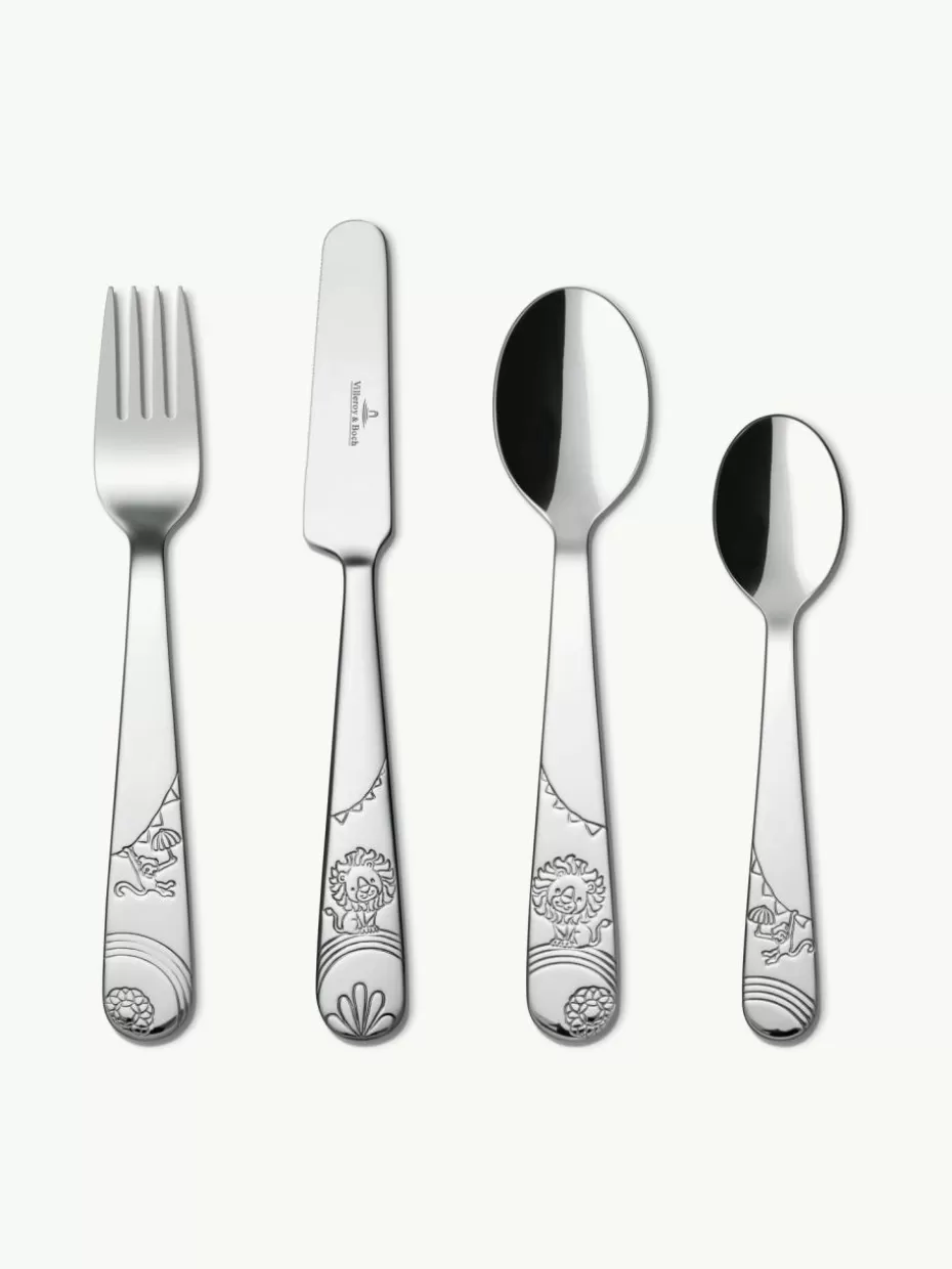 Kindergeschirr-Villeroy & Boch Hochglanzpoliertes Kinderbesteck-Set Roar Like A Lion, 1 Person (4-tlg.) Löwe