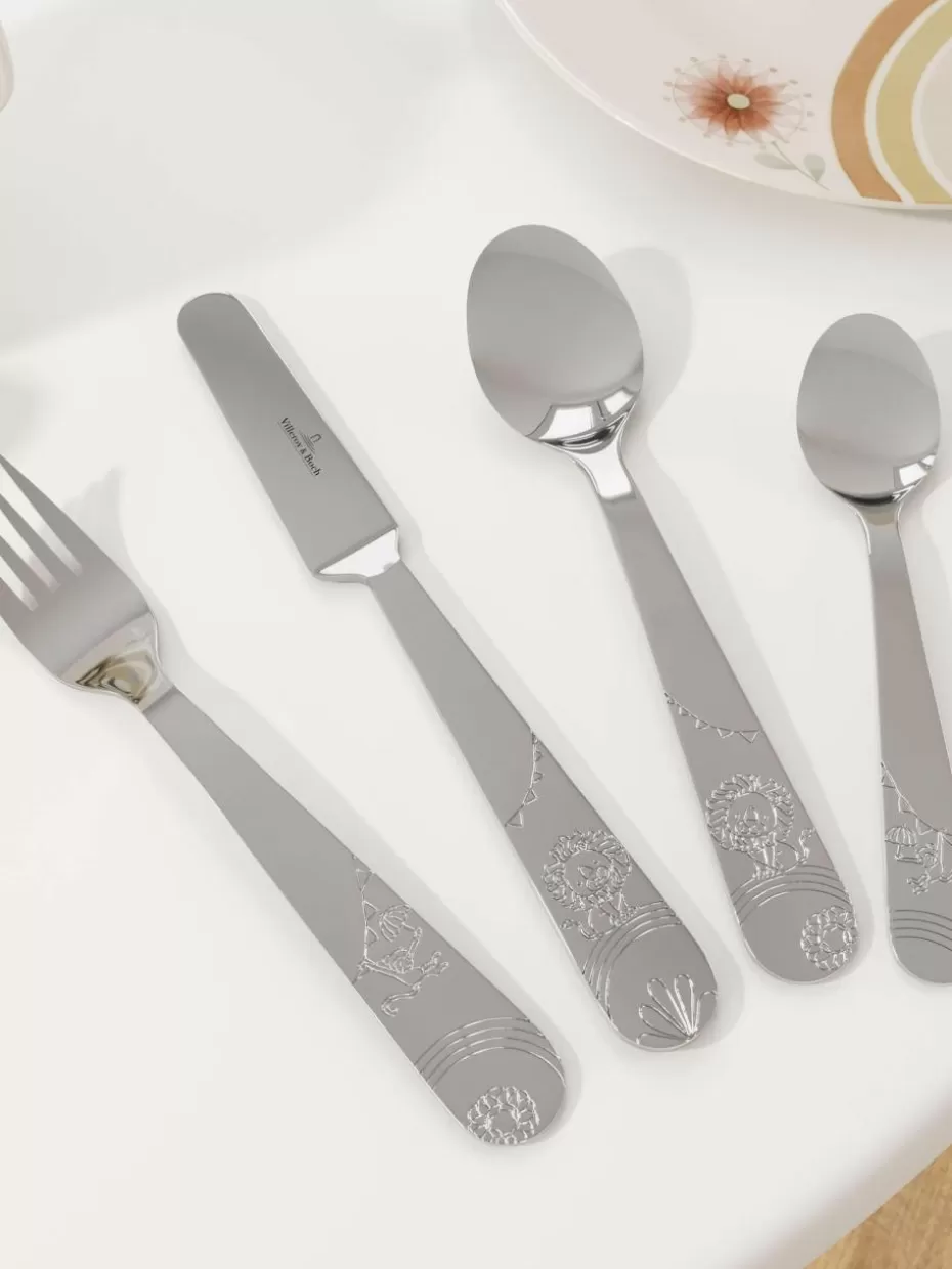 Kindergeschirr-Villeroy & Boch Hochglanzpoliertes Kinderbesteck-Set Roar Like A Lion, 1 Person (4-tlg.) Löwe