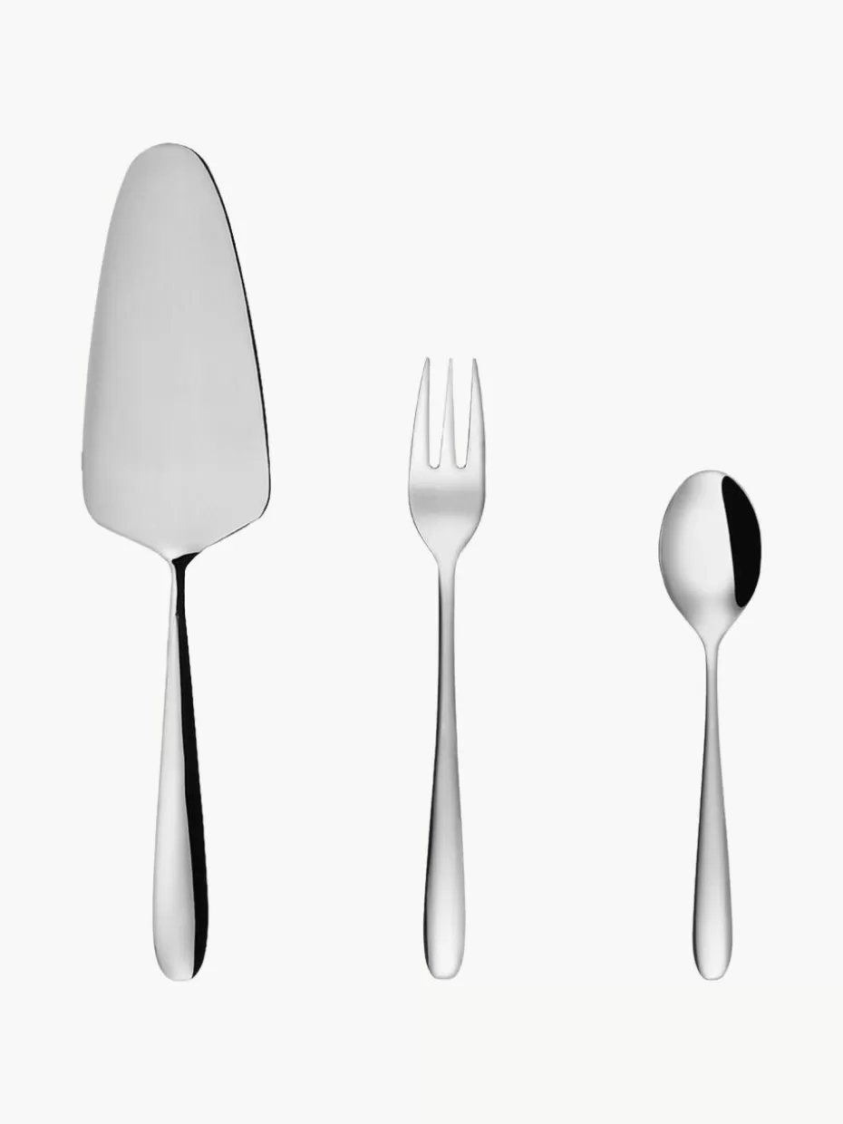 Servierbesteck-Sola Switzerland Hochglanzpoliertes Kuchenbesteck-Set Tulip, 6 Personen (13-tlg.) Silberfarben