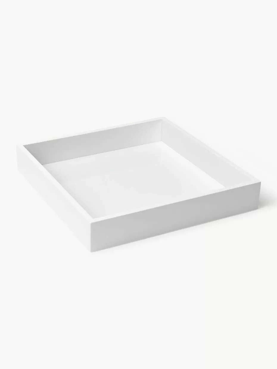 Serviertabletts | Dekotabletts-Westwing Collection Hochglanz-Tablett Hayley, B 30 cm Weiß