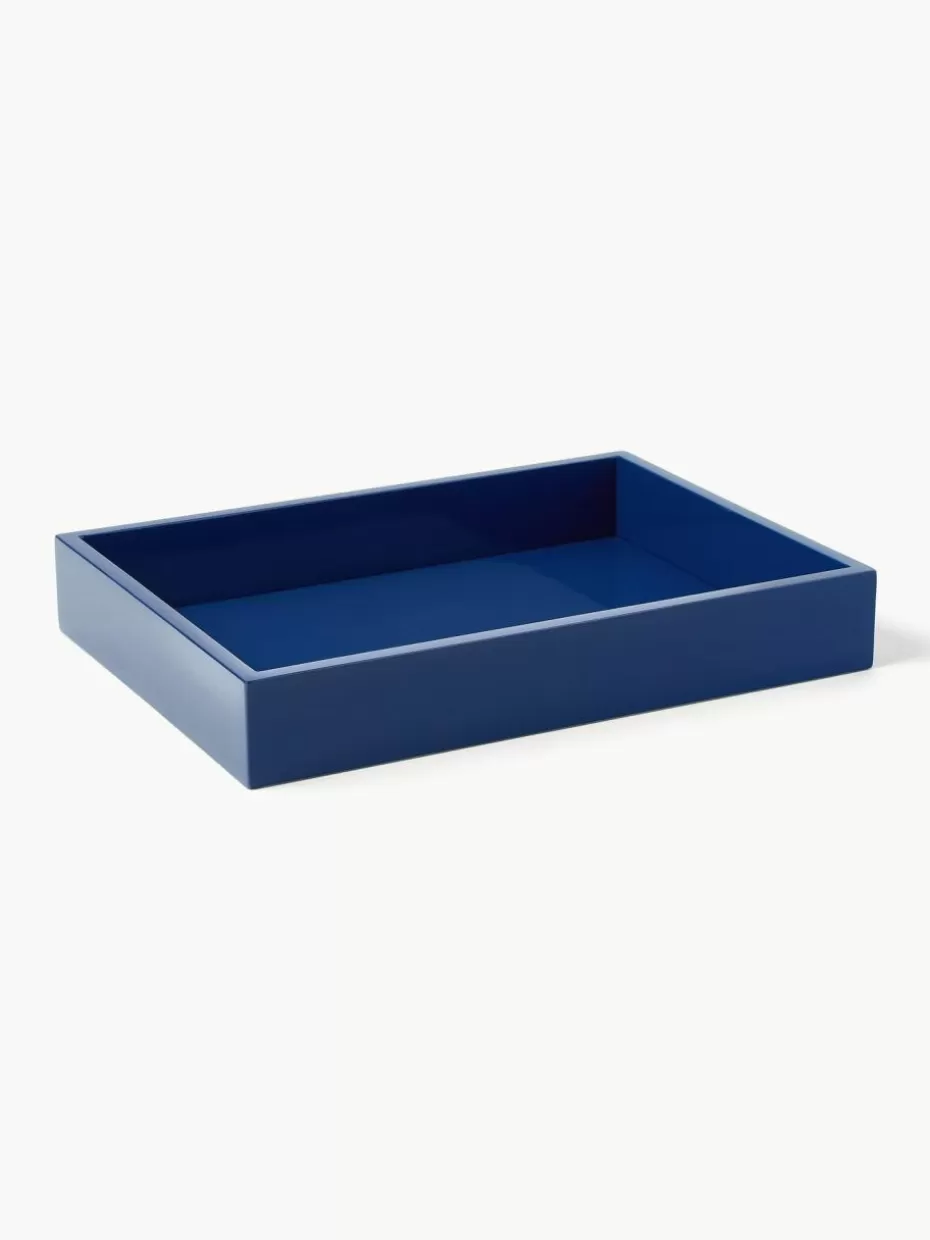 Serviertabletts | Dekotabletts-Westwing Collection Hochglanz-Tablett Hayley, B 33 cm Dunkelblau