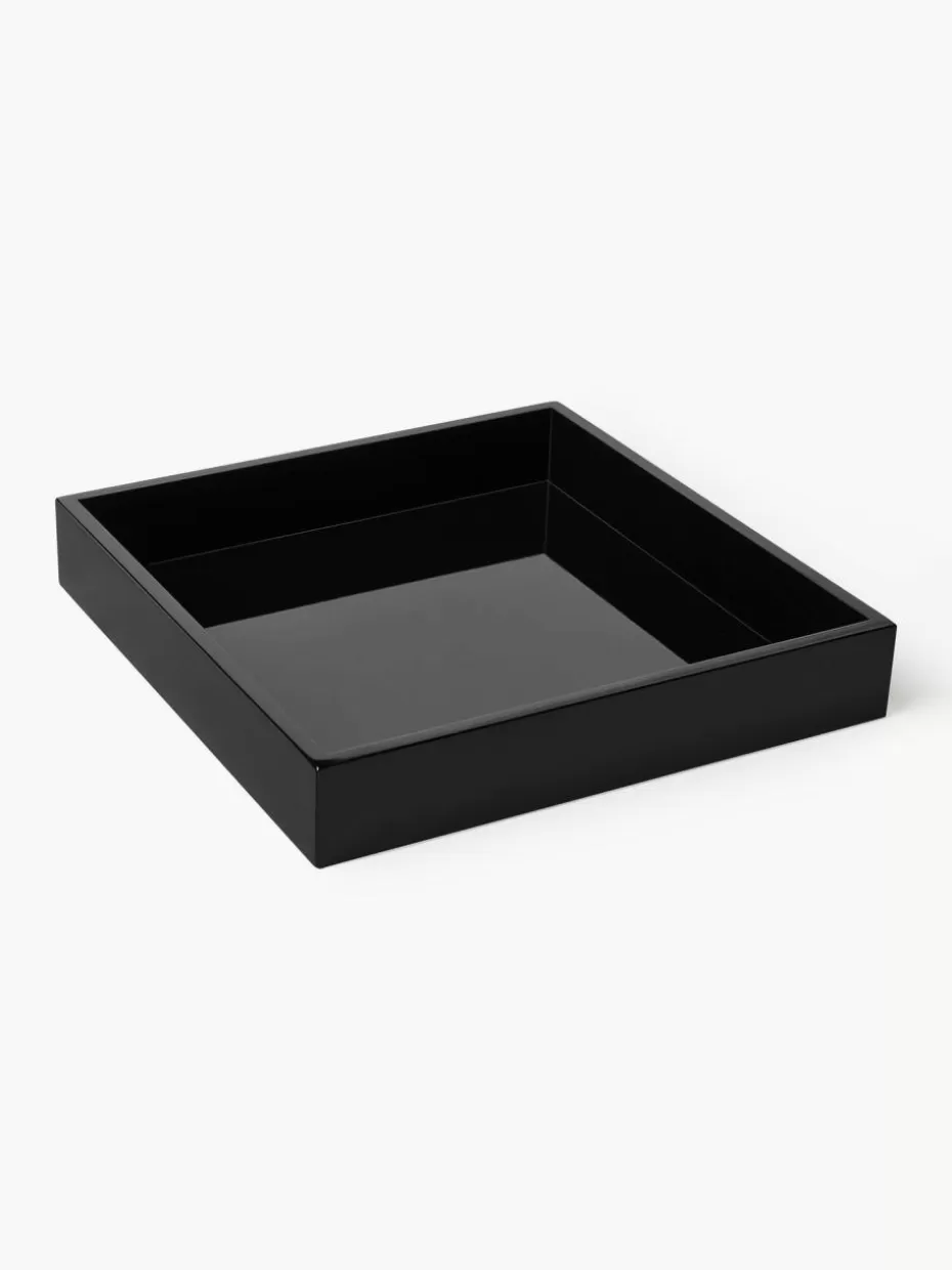 Festliche Eleganz | Serviertabletts-Westwing Collection Hochglanz-Tablett Hayley, B 30 cm Schwarz
