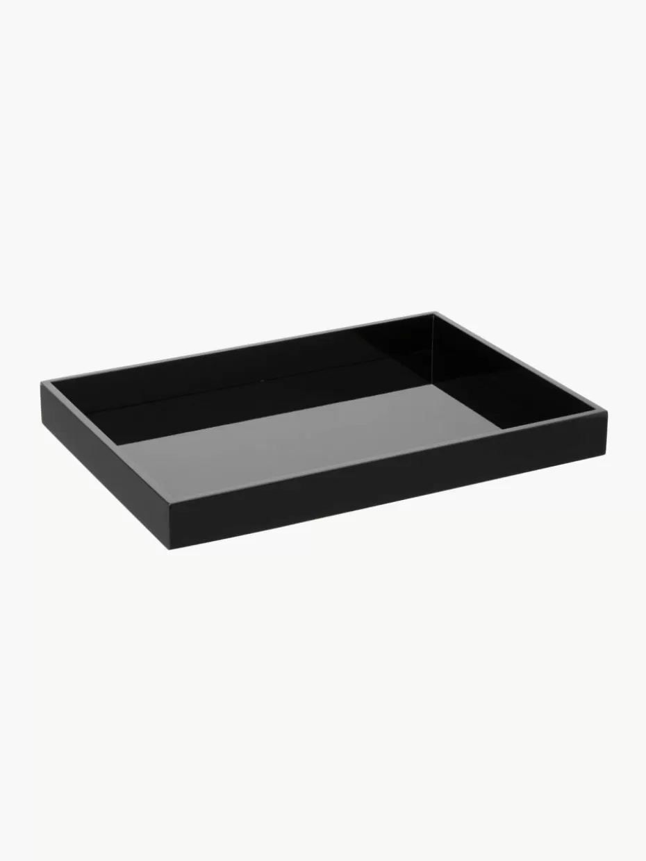 Festliche Eleganz | Serviertabletts-Westwing Collection Hochglanz-Tablett Hayley, B 50 cm Schwarz