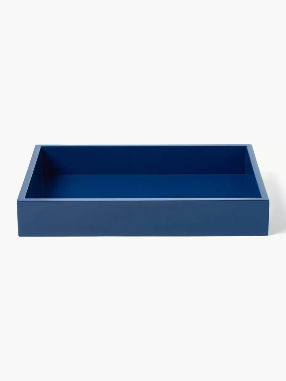 Serviertabletts | Dekotabletts-Westwing Collection Hochglanz-Tablett Hayley, B 33 cm Dunkelblau