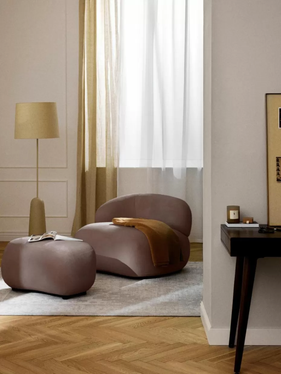Hocker | Sofaserien-Westwing Collection Hocker Alba Webstoff Dunkelbraun