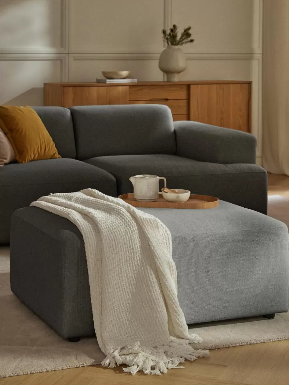 Hocker | Sofaserien-Westwing Collection Hocker Melva, B 99 x T 72 cm Webstoff Anthrazit