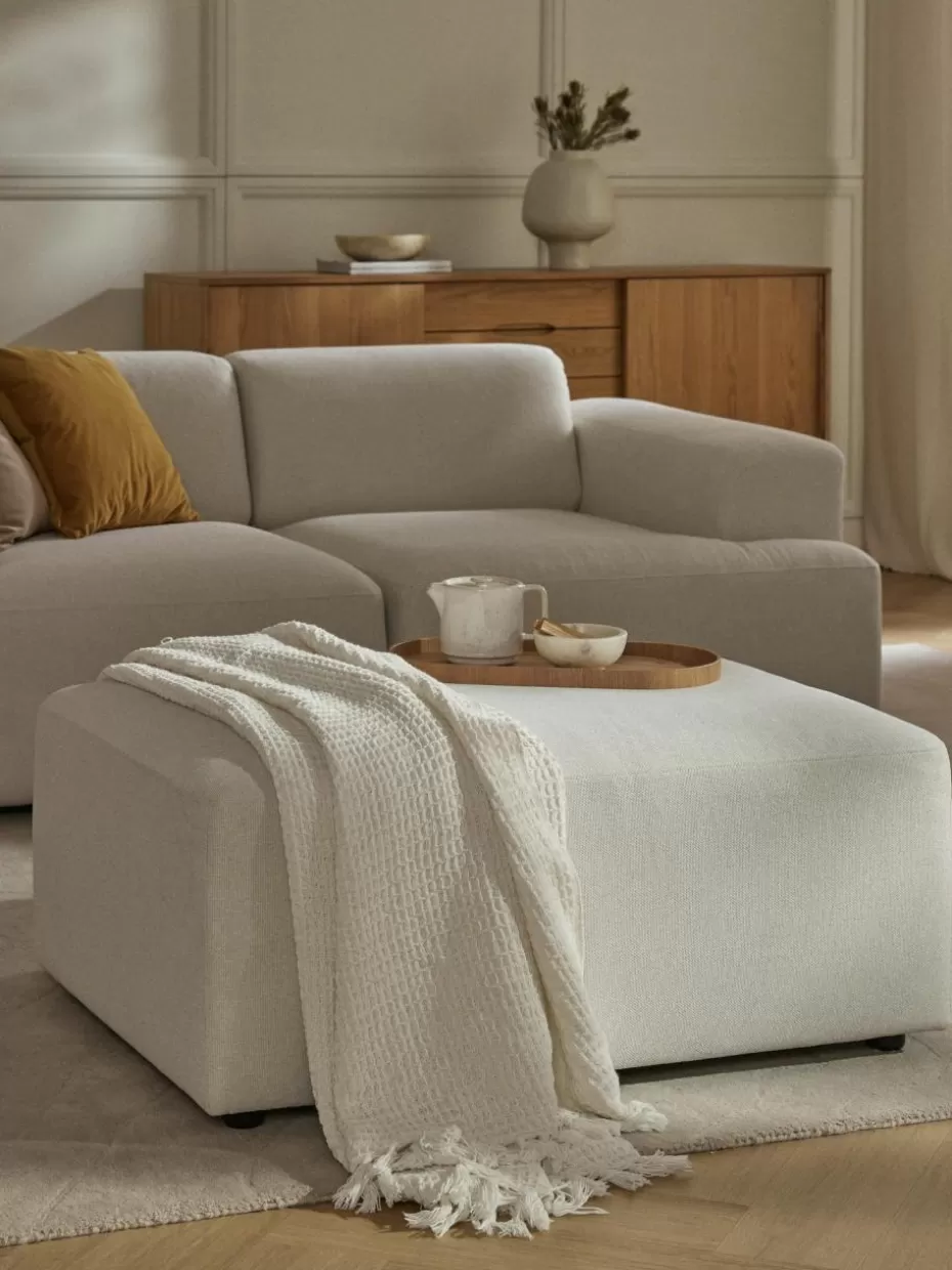 Hocker | Sofaserien-Westwing Collection Hocker Melva, B 99 x T 72 cm Webstoff Off White