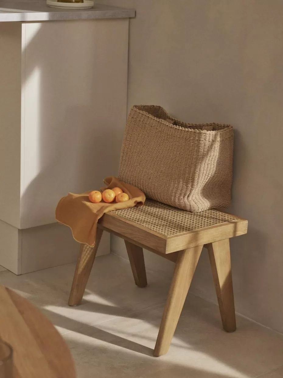 Hocker-Westwing Collection Hocker Sissi mit Wiener Geflecht Helles Eichenholz, Hellbeige