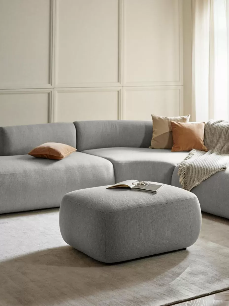 Hocker | Sofaserien-Westwing Collection Hocker Sofia Webstoff Grau