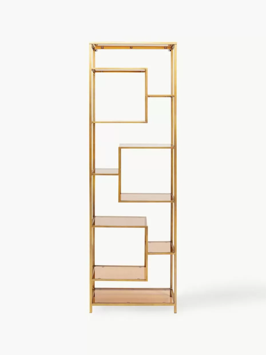 Regale-Kare Design Hohes Metall-Regal Loft Goldfarben, Braun