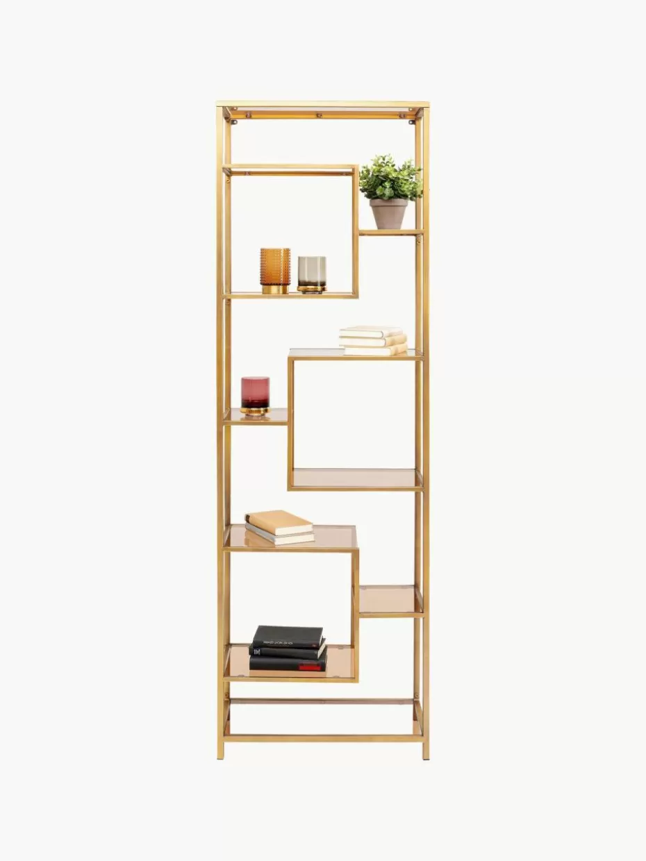 Regale-Kare Design Hohes Metall-Regal Loft Goldfarben, Braun
