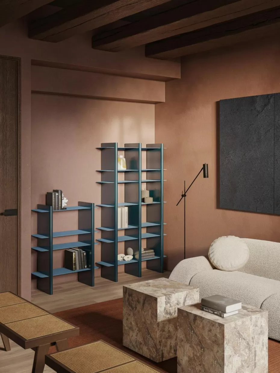 Regale-Westwing Collection Hohes Regal Rami mit Metall-Elementen Blau, Petrol