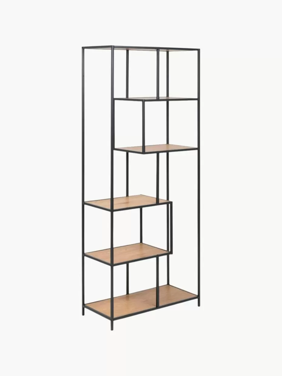 Büroregale | Regale-Westwing Hohes Regal Seaford Beige in Holzoptik, Schwarz