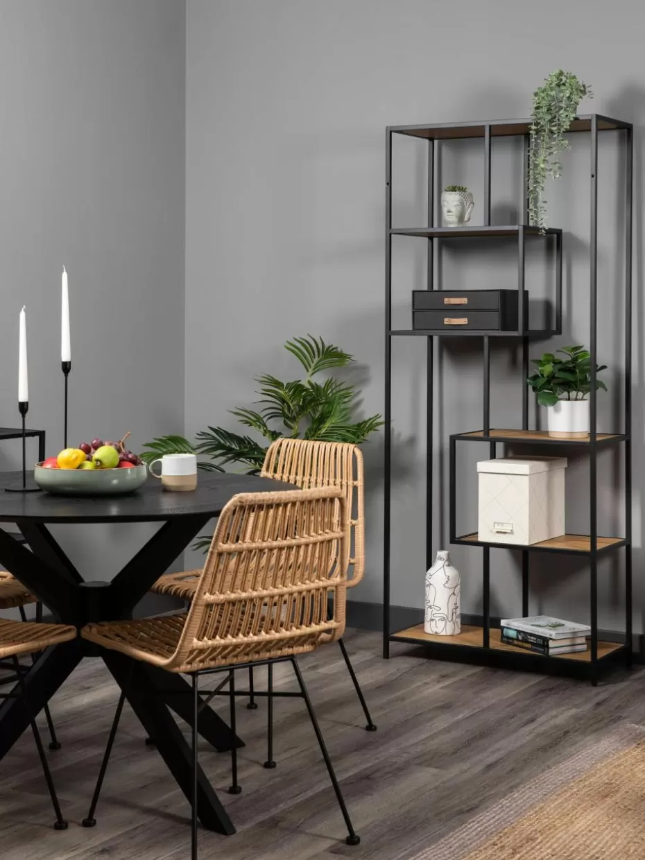 Büroregale | Regale-Westwing Hohes Regal Seaford Beige in Holzoptik, Schwarz