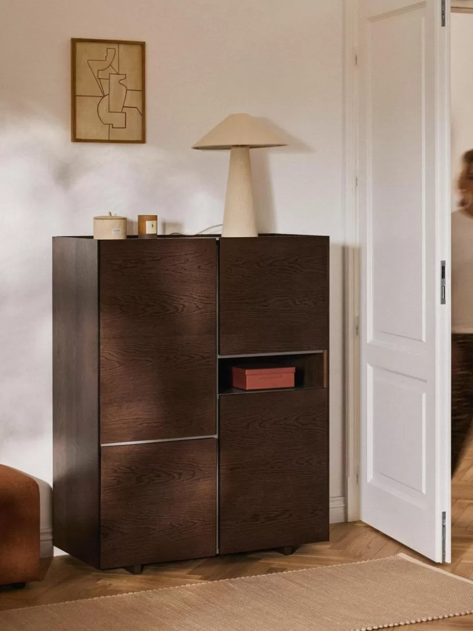 Kommoden & Sideboards | Kommoden & Sideboards-Westwing Collection Holz-Highboard Larsen Eichenholz, dunkelbraun lackiert