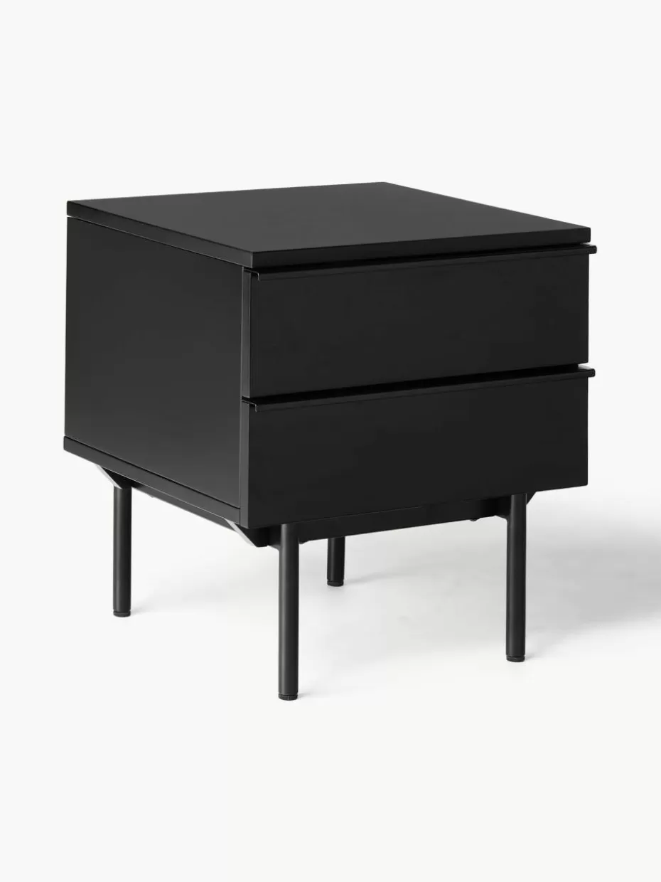 Nachttische-Westwing Collection Holz-Nachttisch Elona Schwarz, matt